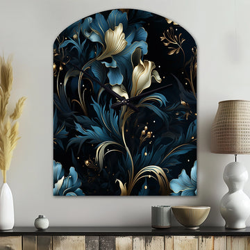 Darkened Reflections Moody Patterns - Asymmetric Metal Wall Clock